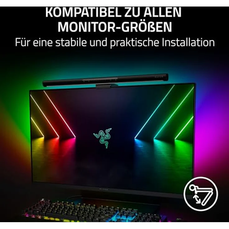 Razer Aether Monitor Light Bar, Computer Monitor Lampe mit RGB Beleuchtung, Touch Control, einstellbarer Farbtemperatur und Helligkeit, Schwarz – Bild 5