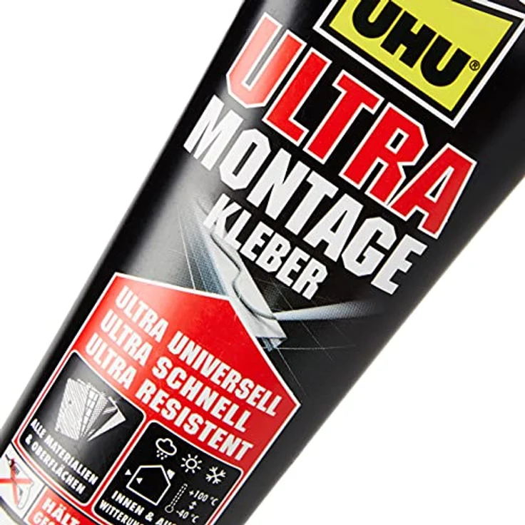 UHU Montagekleber ULTRA Tube, Universeller, elastischer Montagekleber auf Polymerbasis mit sehr schnellem Festigkeitszuwachs, weiß 100g – Bild 3