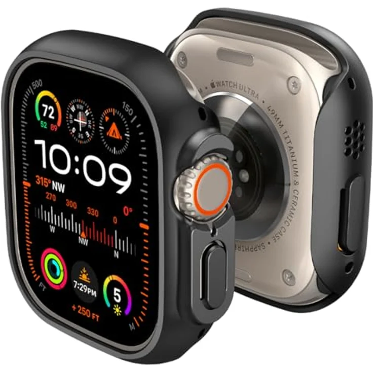 Spigen Thin Fit Hülle Kompatibel mit Apple Watch Ultra 2 (2023) / Ultra (2022) 49mm - Schwarz, Kratzerabwehr, erhöhte Umrandung, präzise Ausschnitte – Bild 1