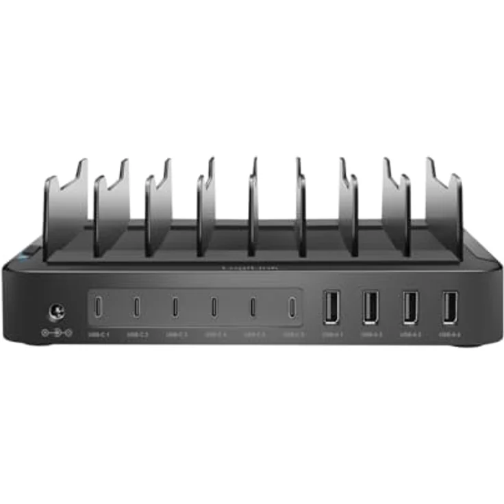 LogiLink USB-C Ladestation (120 W), USB Ladegerät mit 10 Anschlüssen, Schwarz – Bild 6