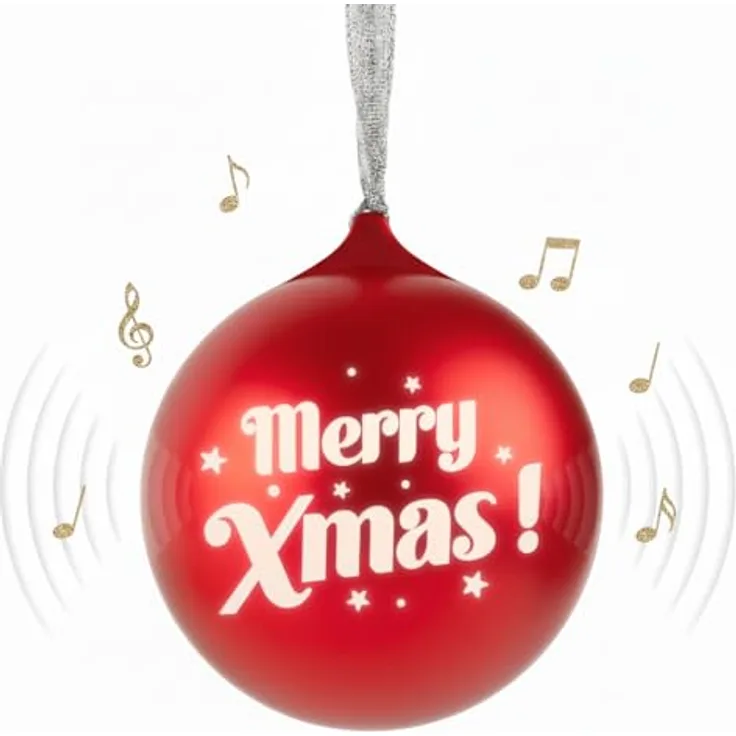 Big Ben EPOK Leuchtende Weihnachtskugel, roter Bluetooth-Lautsprecher mit Lichteffekten und 10 W Musikleistung