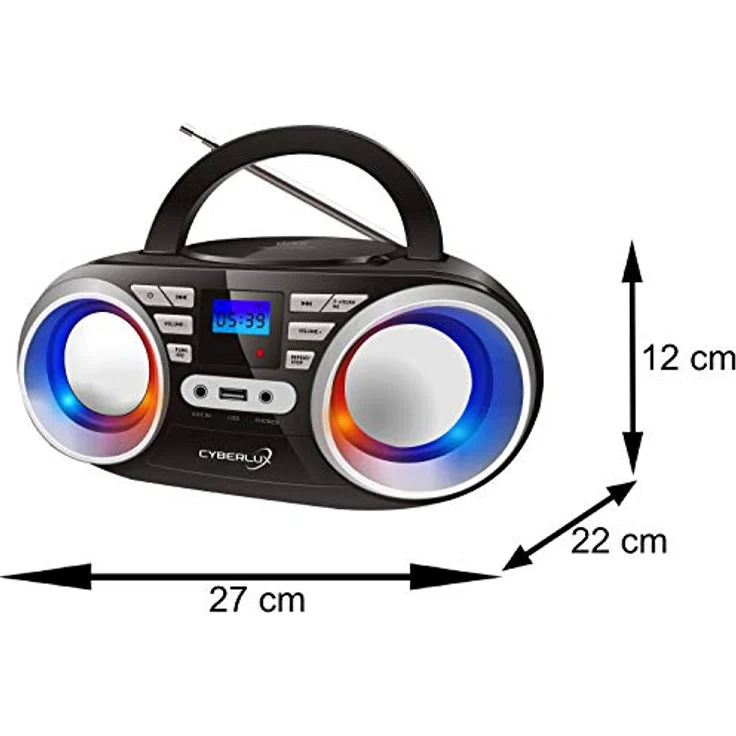 Cyberlux CD-Player tragbares Kinder Radio Schwarz/Silber – Bild 4