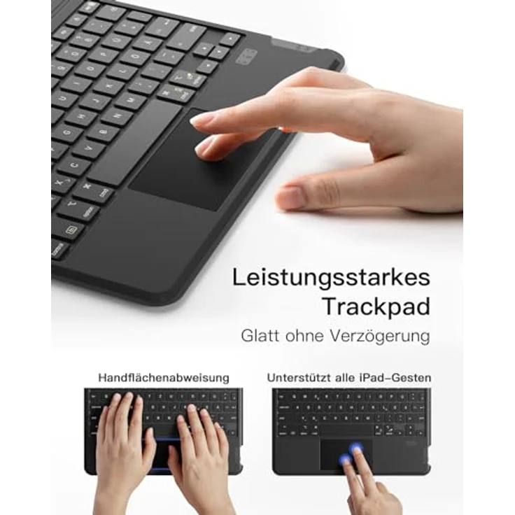 Inateck iPad-Tastaturhülle für iPad Air 2024, iPad Air Pro 10.9/11/12.9/13 Zoll (Bluetooth, Hoch-/Querformat Ständer, 7-farbige Beleuchtung) – Bild 5