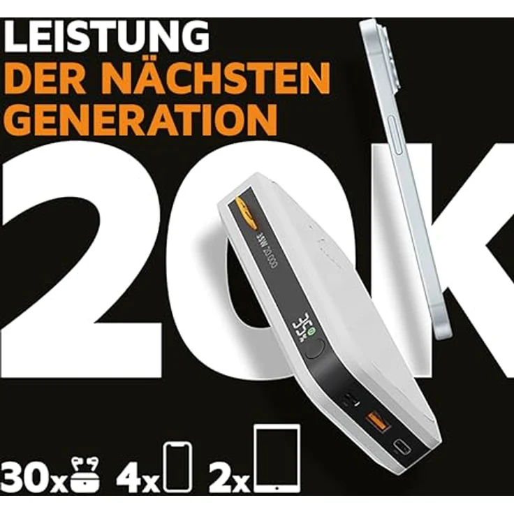 Xtorm Fuel Series 5 Powerbank, 10000 mAh, 20 W, 37 Wh, Weiss, aus recyceltem Kunststoff, für schnelles Laden von Smartphone und Tablet – Bild 3