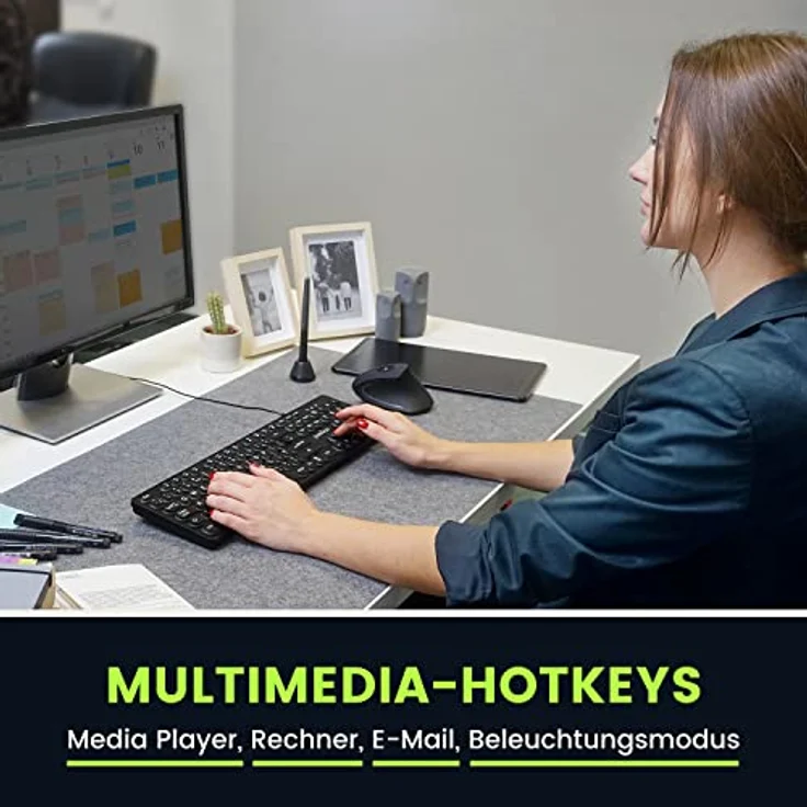 Perixx PERIBOARD-317R Kabelgebundene USB-Tastatur mit Hintergrundbeleuchtung – Großbuchstaben – dreifarbig beleuchtete LED – stilvolle runde Tastenkappen – DE QWERTZ-Layout, schwarz – Bild 5