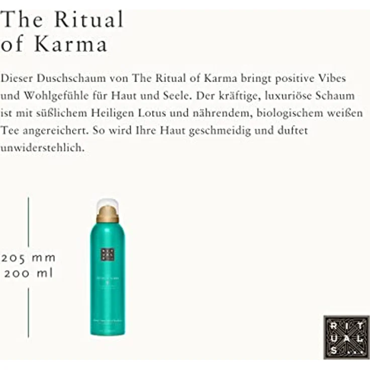 RITUALS Duschschaum von The Ritual of Karma, 200 ml – Mit Sommerlichem Heiligem Lotus und Weißem Tee, feuchtigkeitsspendend und kühlend - Preisvergleich – Bild 3