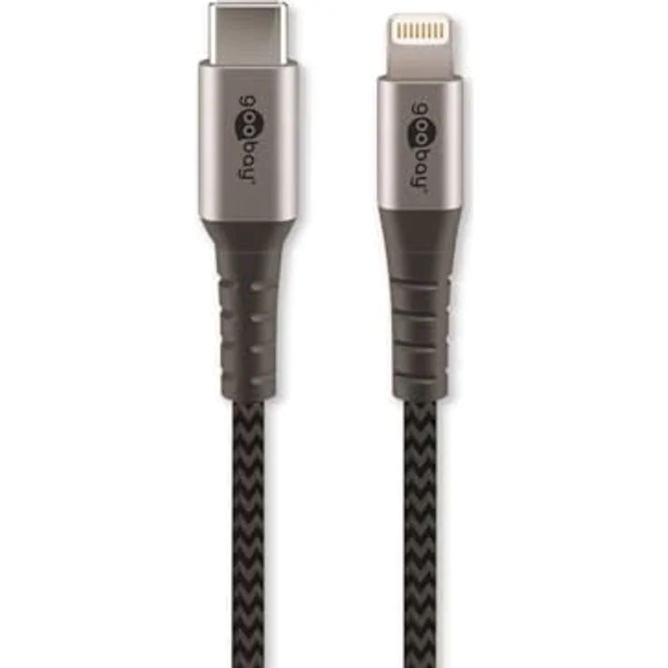 Goobay 49271 Lightning auf USB C Schnellladekabel / MFi Apple Ladekabel Lightning Kabel / 480 Mbits iPhone Kabel / Extrem robustes Textilkabel / Ladekabel iPhone Apple iPad / Grau / 1m – Bild 2