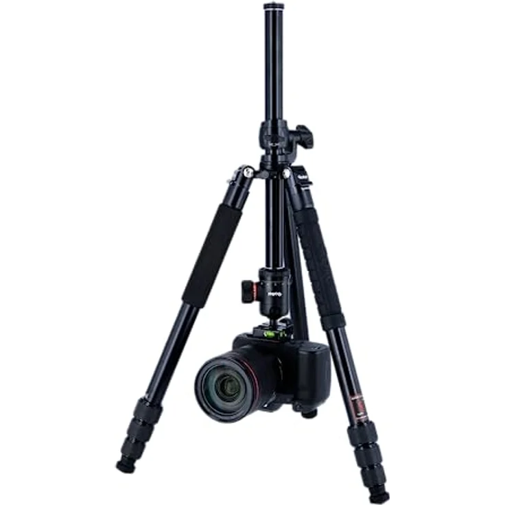 Rollei C5I MAKRO PRO I Carbon Stativ I Schwarz I 3D-Kugelkopf I Einbeinstativ I Smartphone-Halterung I Schnellwechselplatte I 90° drehbare Mittelsäule – Bild 2