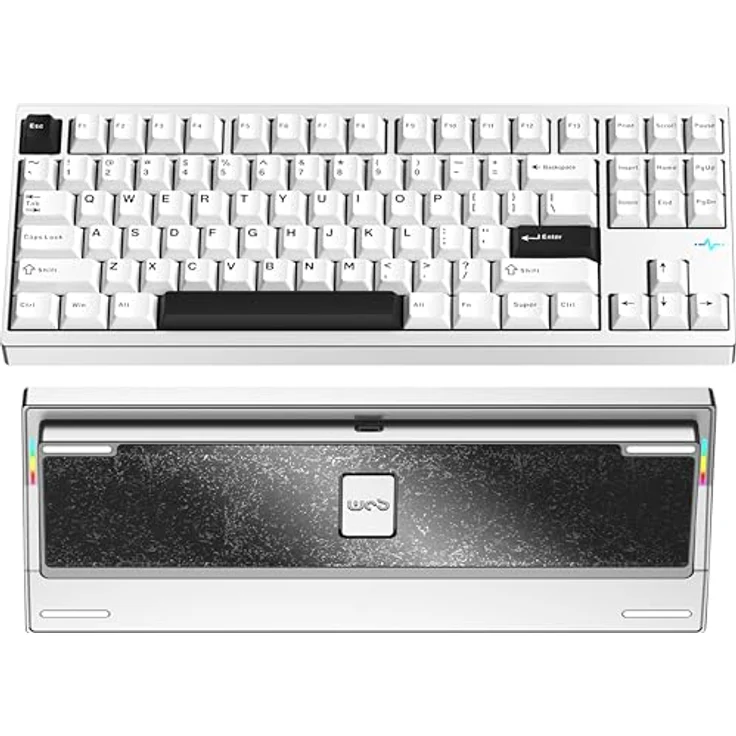 CutiePcs WOBKEY Crush 80 Reboot, Mechanische Tastatur mit 5-Sekunden-Schnellverschluss, Dreifach-Verbindungsmodi, überragender Akustik, CNC Aluminium, Lite Silber – Bild 1