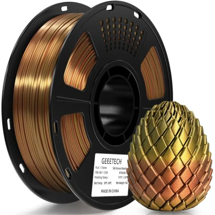GEEETECH PLA Silk Filament, Silk Bronze Regenbogen, 1 kg, hohe Präzision, verbesserte Haltbarkeit – Bild 1