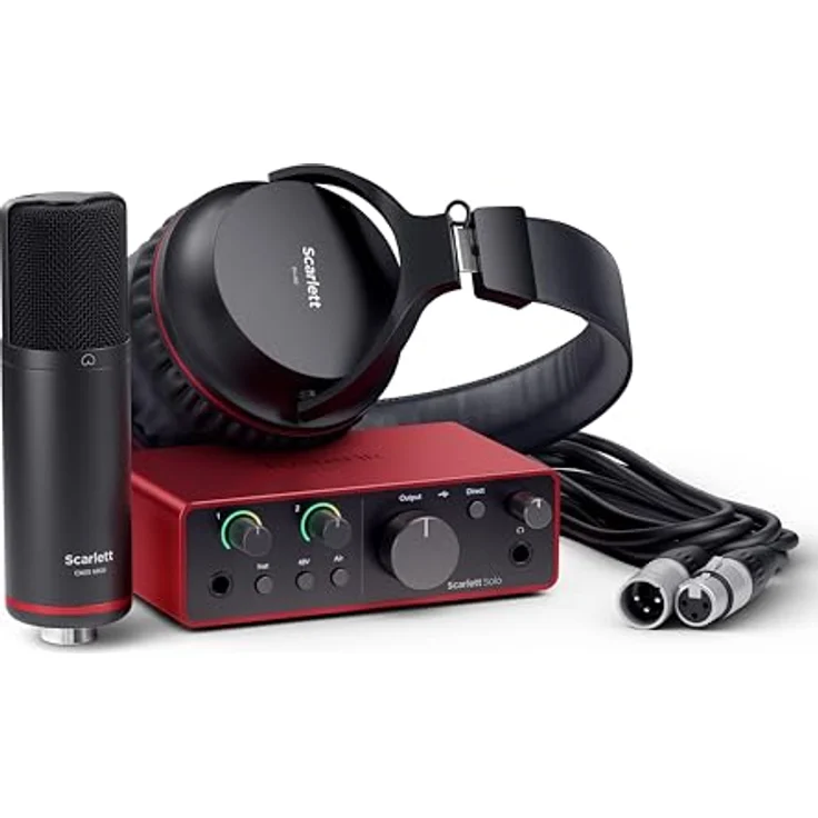 Focusrite Scarlett Solo Studio 4. Gen, USB-Audio-Interface mit Kondensatormikrofon CM25 MkIII und Kopfhörer SH-450 für Aufnahme und Streaming – Bild 1