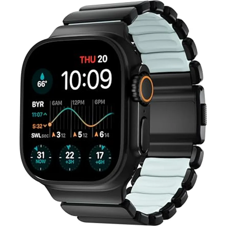 Nomad Stratos Band - 49mm | Black Titanium | Icy Blue Glow FKM | Intelligentes tragbares Accessoire – Bild 1