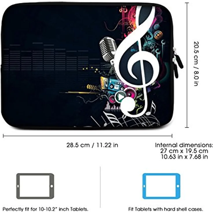 Sidorenko Tablet PC Tasche für 10-10.1 Zoll - Universal Tablet Schutzhülle - Hülle Sleeve Case Etui aus Neopren, Schwarz – Bild 2