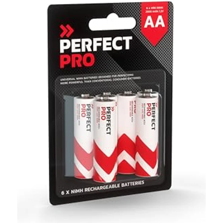 PerfectPro - Akku - 6 Stuck AA-Batterien NiMH - Wiederaufladbar und vorgeladen - 2500 mAh - 1,2 Volt - Lange lebensspanne - Ideal für Lautsprecher und Digitale Geräte – Bild 1