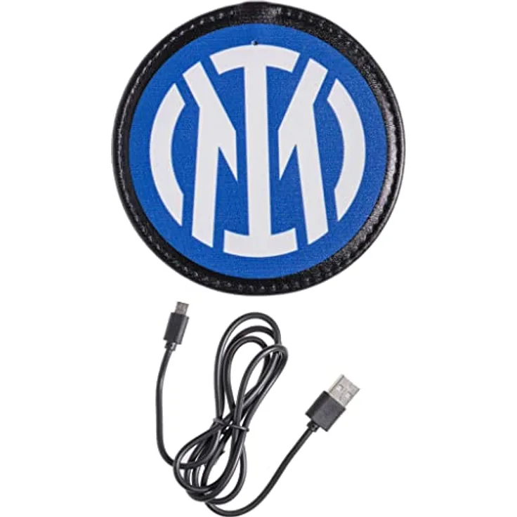 Hallo Tech Artisans Wireless Charger Offizielles F.C. Inter, universelles Handy-Ladegerät, entworfen und gedruckt in Italien, tragbares Ladegerät für Nerazzurri-Fans, Schwarz und Blau mit neuem Logo