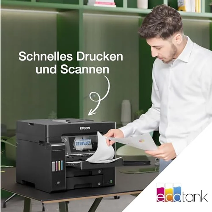 EPSON EcoTank ET-5855 Inkjet Colour Multifunction Printer 32ppm (C11CJ29406), Schwarz, Wireless, Duplex-Druck – Bild 10
