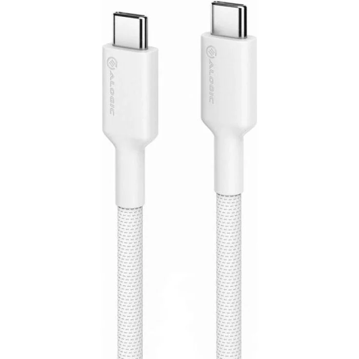 ALOGIC Elements Pro USB-C Kabel, 2 m, geflochten, weiß, 24 pin USB-C (männlich), 5 A, USB 2.0