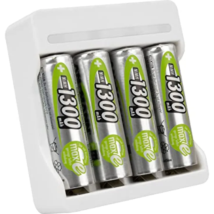 ANSMANN Akku Ladegerät AA AAA für 1-4 NiMH Akkus Basic 4 Ladegerät mit Akkus - Akkuladegerät mit Timer & automatischer Abschaltung für wiederaufladbare Batterien inkl. 4 Mignon AA Accus 1300mAh