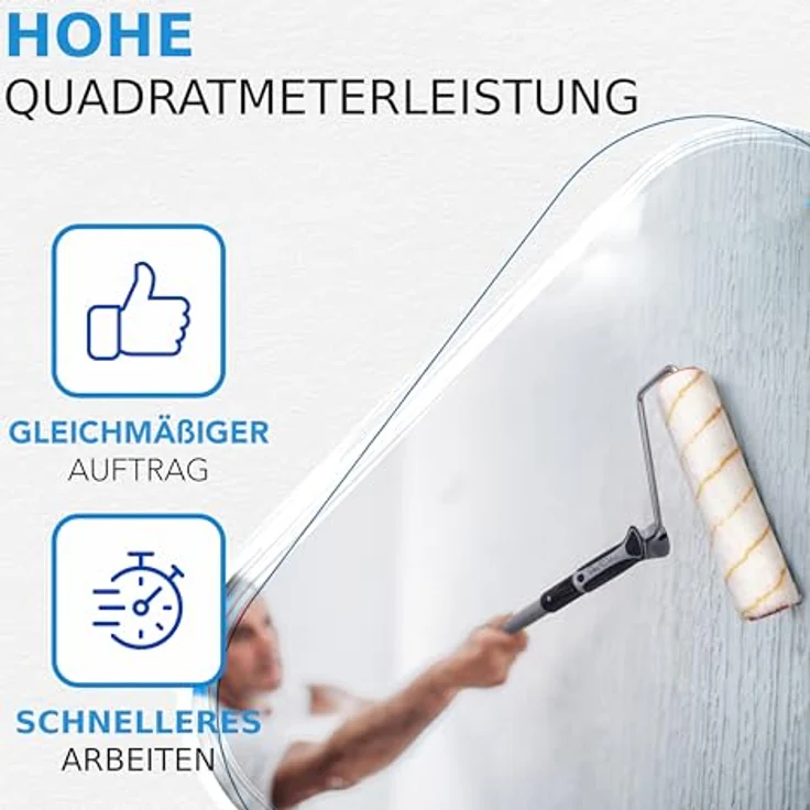 Pinto Deluxe® Farbrolle/Farbroller + Teleskopstab 75-125 cm + Best Grip Bügel, leichtes Stecksystem, inkl. E-Book, 250 mm, blau – Bild 2