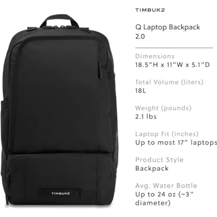Timbuk2 Heritage Q Rucksack Backpack, 47 cm Laptopfach für bis zu 17 Zoll Laptop, 18 Liter Volumen, wasserabweisend, recycelte Materialien – Bild 2