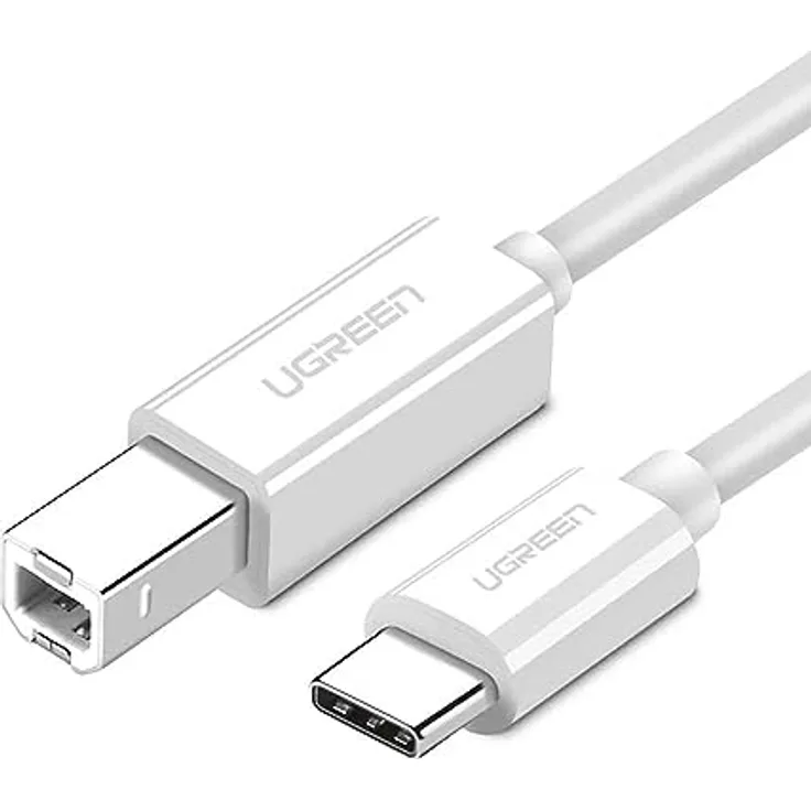 UGREEN Type-C USB B BB-Brenner Kabel, 1.5 Meter, 480Mbps Datenübertragungsrate, weiß