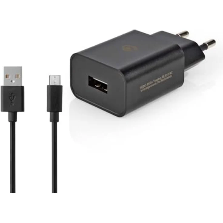 Nedis Wall Charger 1.0 A USB-A with Micro USB Cable 1.00m 5W - Black – Bild 4