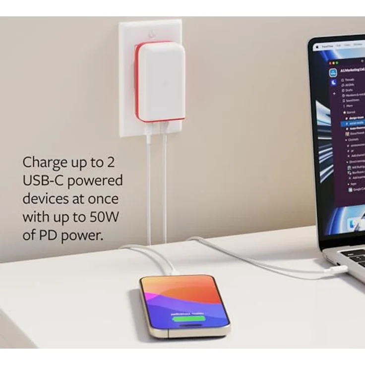 Twelve South USB-C PD 50W Wandladegerät PlugBug mit Find My GaN, Weiß - Schnellaufladung, kompaktes Design, Apple Find My – Bild 4