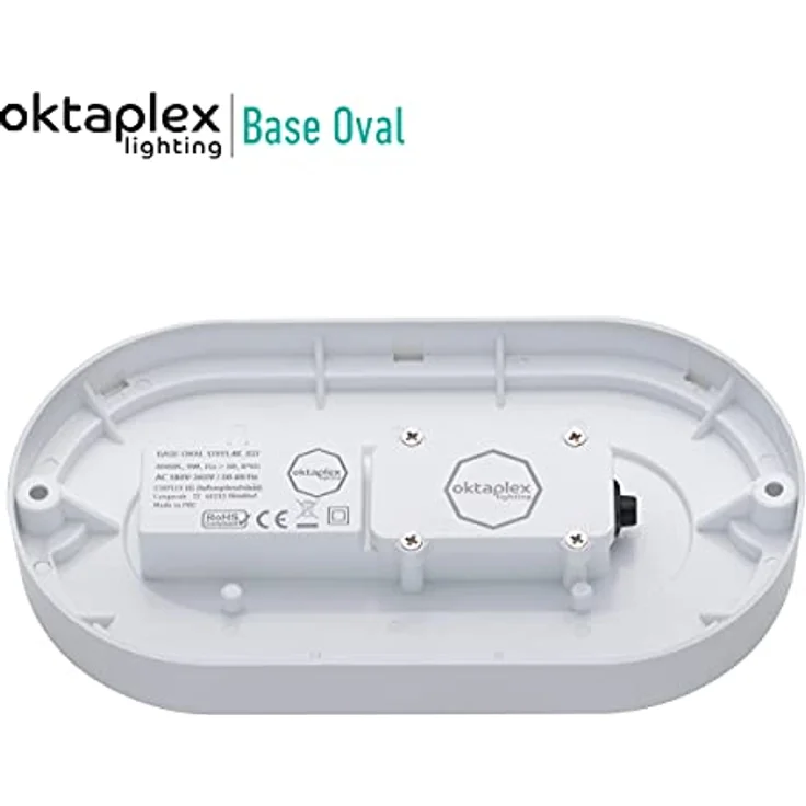 Oktaplex LED Kellerlampe BASE 9W 800Lm IP65 Neutralweiß 4000K Ovalleuchte Kellerleuchte Deckenlampe Weiß – Bild 5