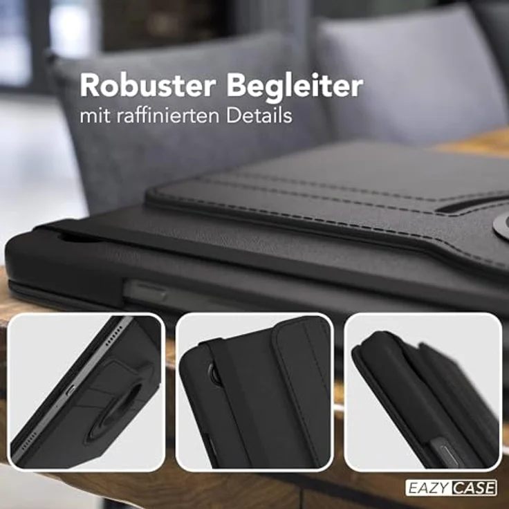 EAZY CASE Tablet Hülle für Samsung Galaxy Tab A11 Plus, 11 Zoll drehbare Schutzhülle mit Standfunktion, Kunstleder Schwarz, 360° rotierbar – Bild 4