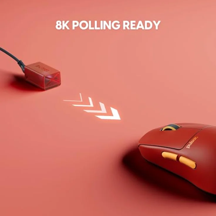 Pulsar X2H CrazyLight Medium Wireless Gaming Maus (Volcano) - 32.000 DPI, 8K Polling, ultraleichtes Design, rot – Bild 7