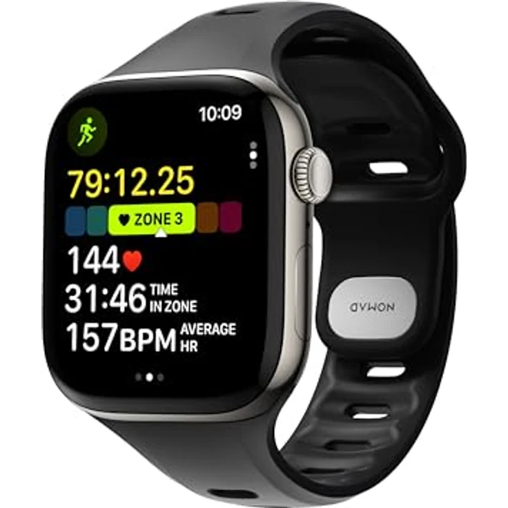 NOMAD Tempo Band, wasserfestes Sportarmband für Apple Watch 42mm, schlankes Design, Black – Bild 1