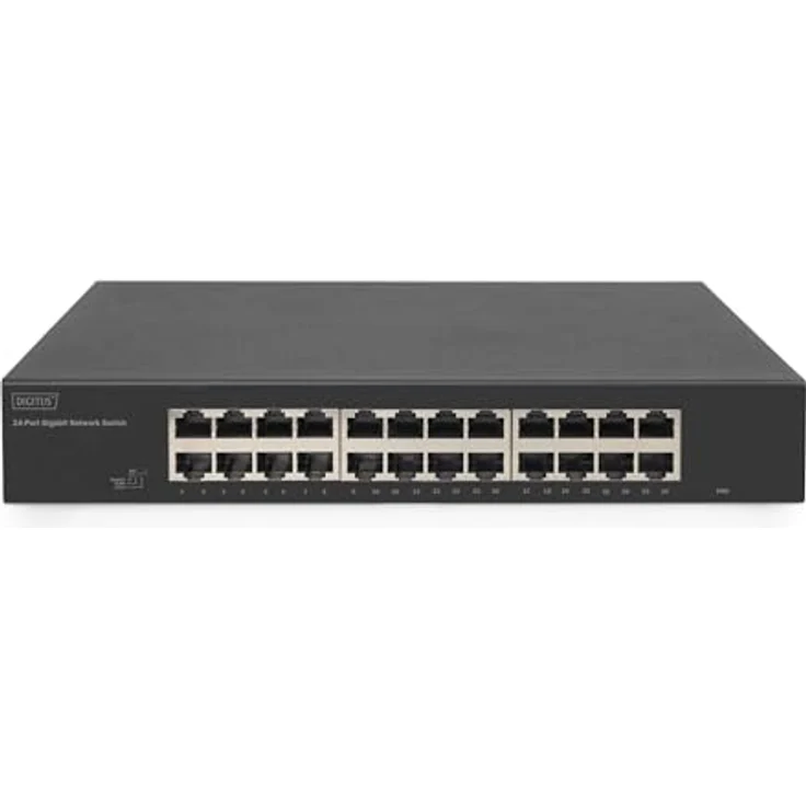 DIGITUS DN-80113-2 – 24 Port Gigabit Netzwerk-Switch – unmanaged – lüfterlos – VLAN-Modus – DIP-Schalter – 10/100/1000 Mbit/s – inkl. 19" Montagewinkeln – schwarz – Bild 2