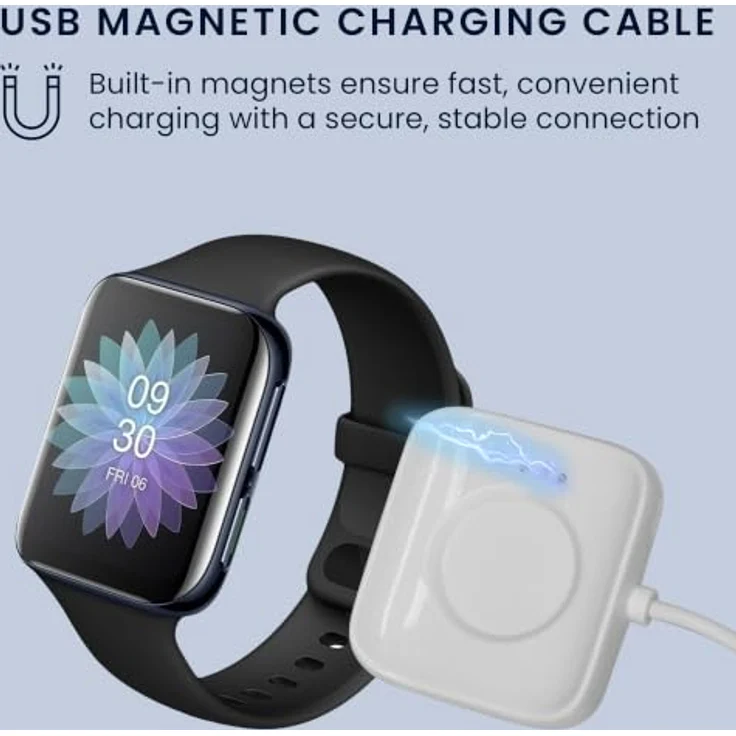 kwmobile Smartwatch Ladekabel für Oppo Watch 1 (46mm), USB Aufladekabel in Weiß, 100 cm lang, ideales Ersatz- und Reiseladekabel – Bild 4