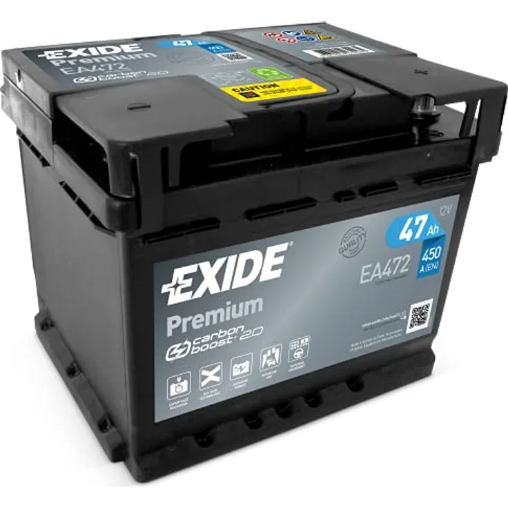 Exide EA472 Premium Carbon Boost, 12V Autobatterie 47Ah 450A, wartungsfrei, Pluspol rechts