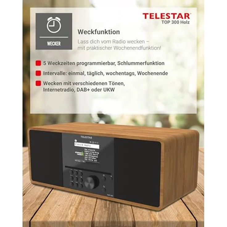 Telestar Top 300, Internetradio mit DAB+, FM, Bluetooth 5.3, WLAN und CD-Player, Braun – Bild 11