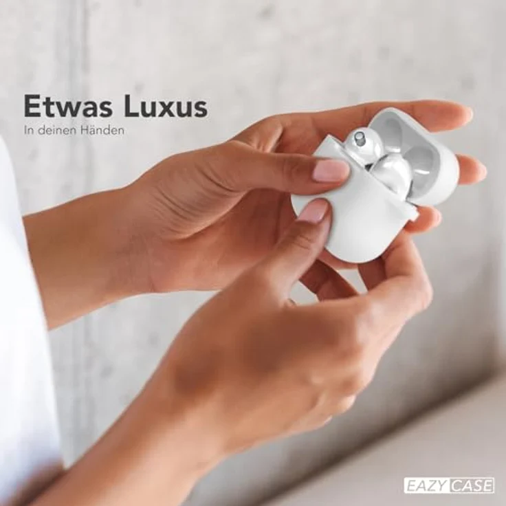 EAZY CASE Schutzhülle für AirPods 3, weiße Silikonhülle, stoßfest mit Karabiner, rutschfest und antikratz, geeignet für kabelloses Laden – Bild 4