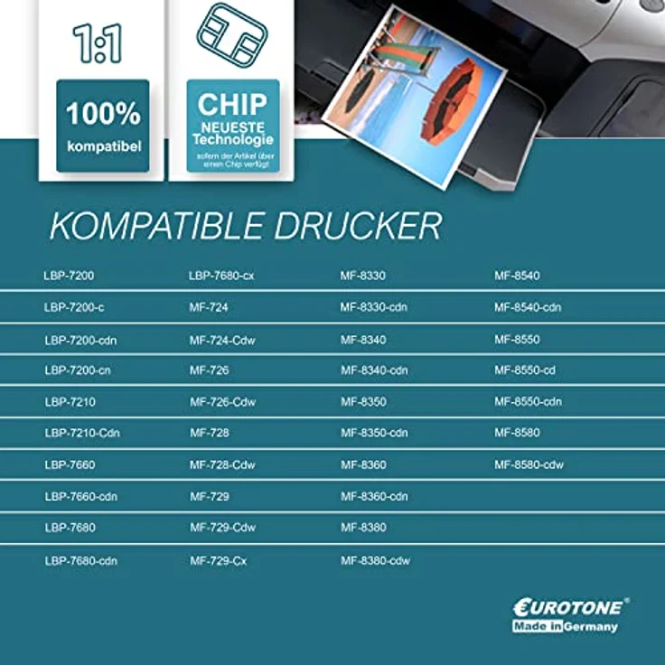 Eurotone 1x Toner kompatibel für Canon I-Sensys LBP 7200 7210 7660 7680, Schwarz, 3500 Seiten Reichweite, Modell 718BK – Bild 3