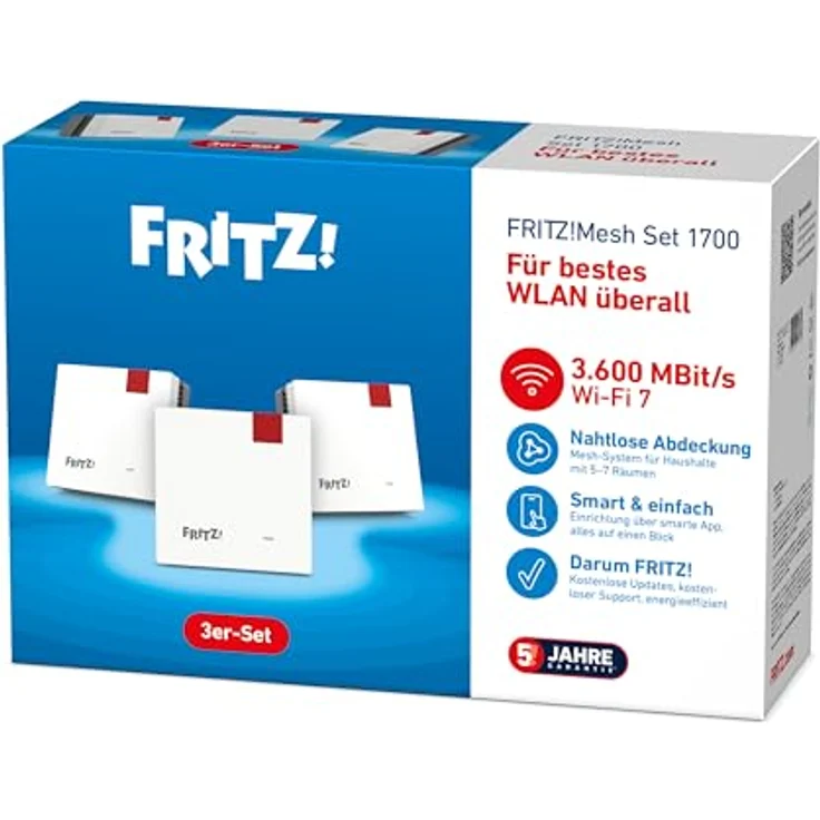 AVM FRITZ!Mesh Set 1700, 3er-Set WLAN Mesh-System mit Wi-Fi 7, bis zu 3.600 MBit/s, einfache Integration – Bild 3