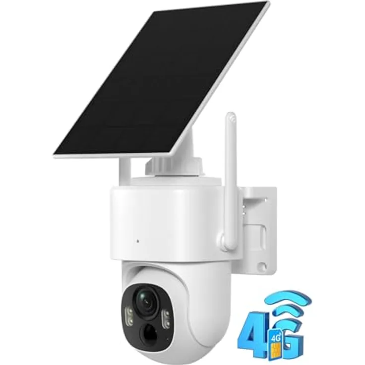 Woox 4G LTE Überwachungskamera Aussen Solar, 2K 3MP HD, 360° PTZ Outdoor Kamera mit Spotlicht und Zwei-Wege-Audio