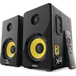 MAJORITY D40X Aktiv Regallautsprecher | 70W 2.0 Gelber Kevlar-Kegel Monitor Lautsprecher | Studio Monitor mit Bluetooth | Bookshelf HiFi Speakers mit Optische, RCA, USB AUX & Inklusive Fernbedienung
