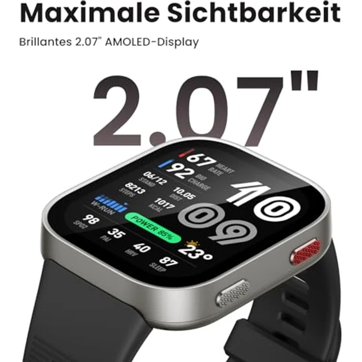 Amazfit Bip Max, Smartwatch mit 2,07" AMOLED Display, GPS, Bluetooth und 20 Tagen Akkulaufzeit, schwarz – Bild 2