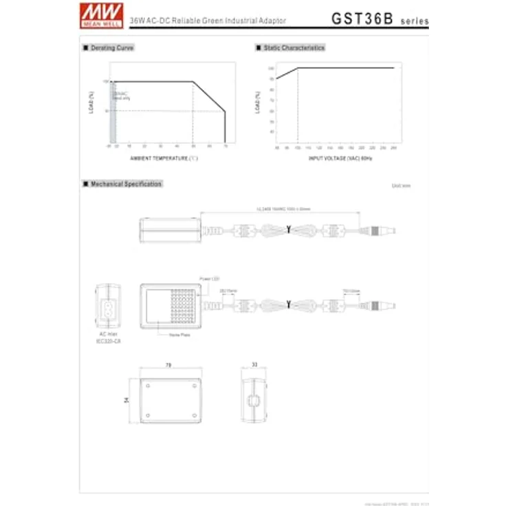 MEAN WELL GST36B12-P1J, AC/DC Tisch- und Steckernetzteil 12 V 36 W, 3 A – Bild 3