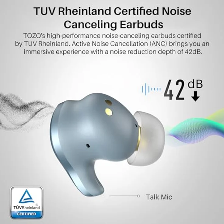 TOZO Golden X1 Kopfhörer Kabellos Bluetooth Balanced Armature Treiber und Hybrid Dynamik Treiber, OrigX Pro, LDAC & Hi-Res Audio Drahtlos, Umgebung & Aktive Geräuschunterdrückung Ohrhörer, Blau – Bild 3