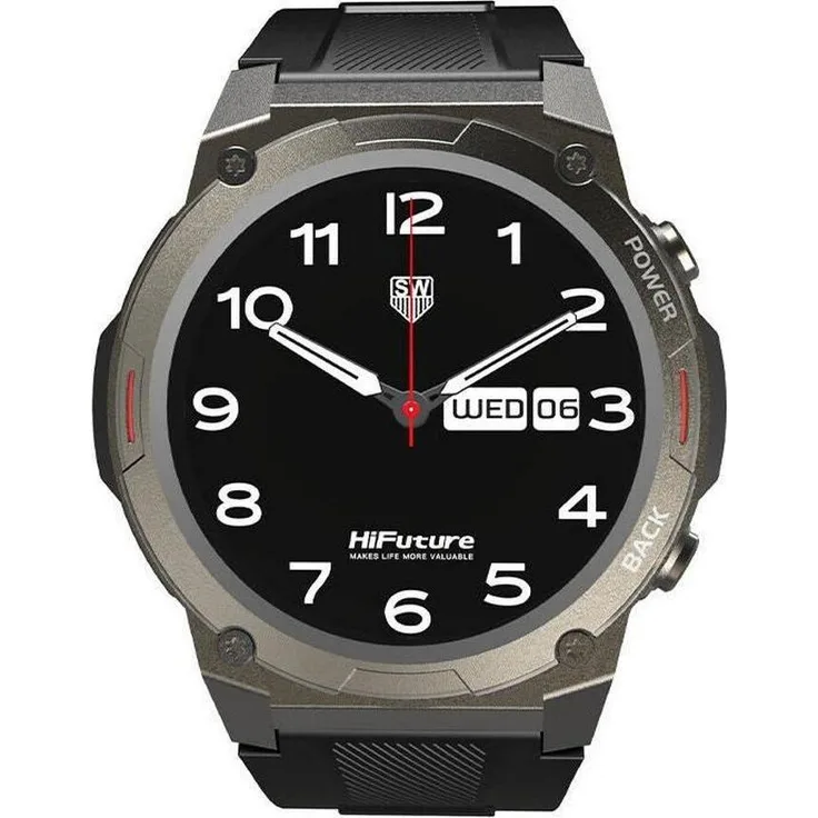 HiFuture Futurego Mix2, Smartwatch mit 1,43-Zoll AMOLED-Display, IP68 wasserdicht, schwarz
