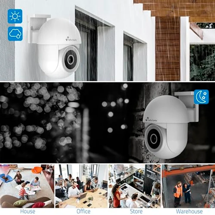 NIVIAN PTZ Überwachungskamera 2K SUPER HD, WiFi, Nachtsicht, Bewegungserkennung, Autotracking, kompatibel mit Alexa und Google Home, App TUYA – Bild 5