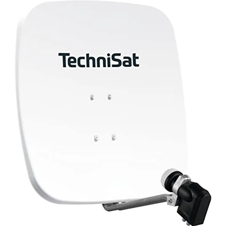 TechniSat SATMAN 65 PLUS - Satellitenschüssel für 2 Teilnehmer (65 cm Sat Spiegel mit Masthalterung und 40mm Universal-Twin-LNB) polarweiß – Bild 1