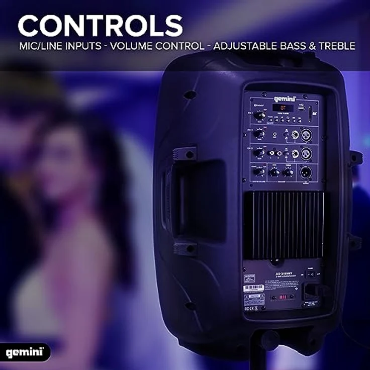 Native Gemini AS-2112BT, Bluetooth Lautsprecher mit 12-Zoll-Tieftöner, Netzbetrieb, robustes Gehäuse, Schwarz – Bild 4