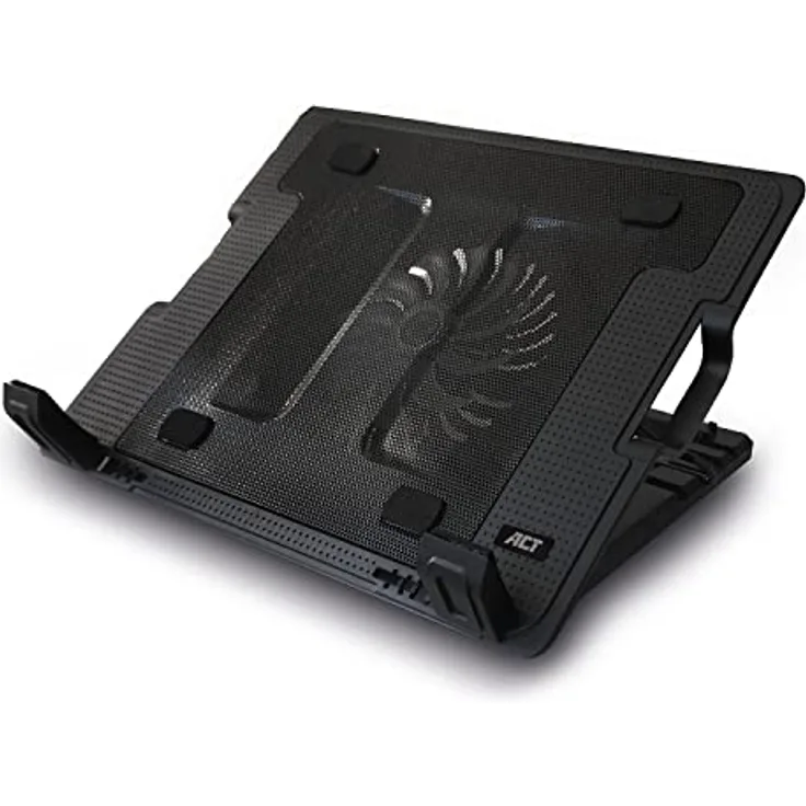 ACT Laptop Kühler 17 Zoll, Business Laptop Ständer Höhenverstellbar (5 Ergonomische Positionen), 1 Leiser Lüfter für das Büro, USB Port - AC8110