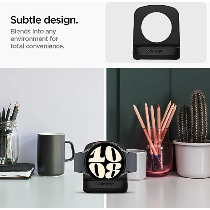 Spigen S353 Smartwatch Ladestation Ständer Dockingstation Kompatibel mit Galaxy Watch 6 Classic / 6/5 Pro / 5 - Schwarz – Bild 5