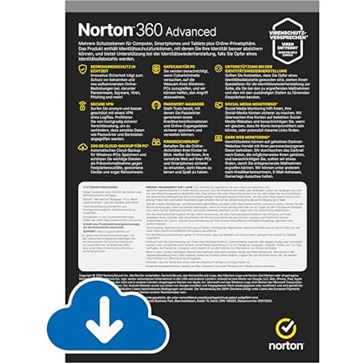 Norton 360 Advanced | 10 Geräte | Antivirus | Identitätsschutzfunktionen und Support | Secure VPN |1-Jahres-Abonnement mit Verlängerung | PC/Mac/Android/iOS – Bild 2